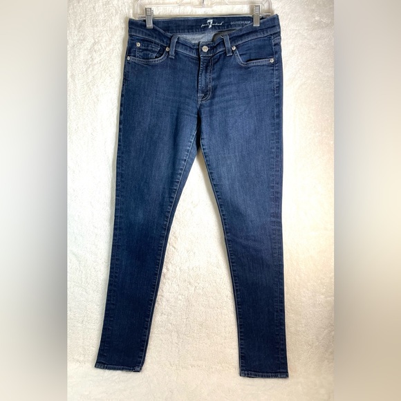 7 For All Mankind Dark Wash Straight Leg Jeans Size 31 - Picture 3 of 10